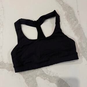 Lululemon Fast Lane Luxtreme Sports Bra Women's 6 Black Skinny Racerback Workout